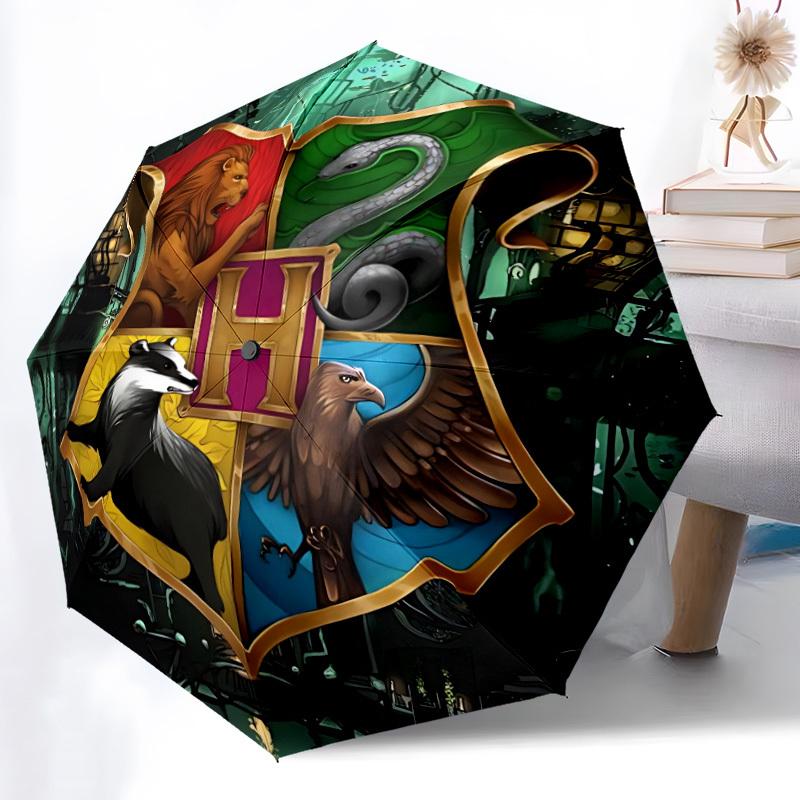 1pc Hogwarts Crest Auto Open/close Umbrella, Portable Travel Umbrella, Everyday Use - Outdoor Accessory, Artistic Pattern, Compact Design, Fashion Lov
