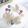 Fashion Temperament Butterfly Wreath Brooch Rhinestone Inlay Generous Versatile Suit Pin Accessories