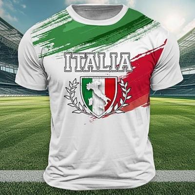 Мужская футболка Italia с коротким рукавом, футболка с круглым вырезом и 3D-принтом, спортивная белая одежда для активного отдыха и отдыха, лето и весна