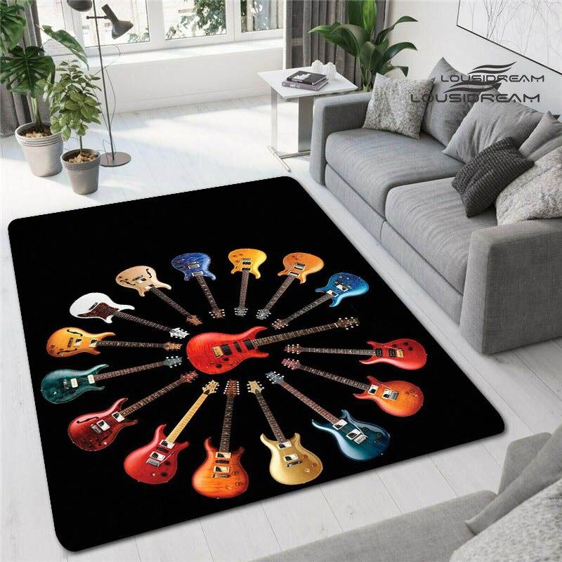 Красочные гитарные 3D печатные ковры для гостиной, нескользящие коврики, прикроватная тумбочка для спальни, современное украшение для дома, моющиеся напольные коврики