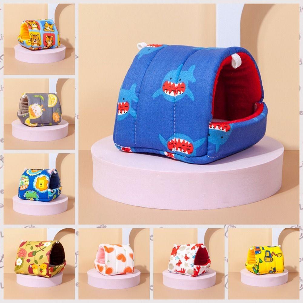 Warm Hamster Cotton Nest Cartoon Print Winter Hamster House Hanging Hamster Nest  Winter