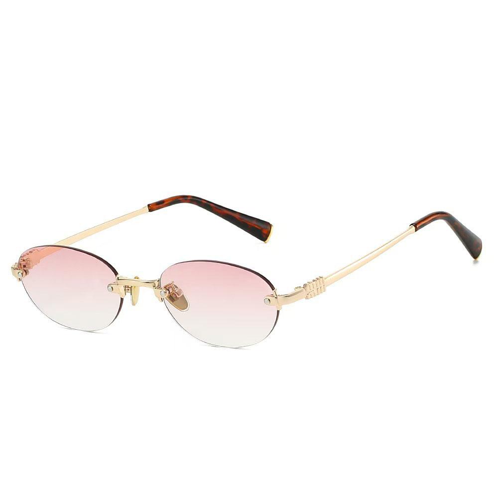 Oval Shape Women'S Sunglasses European American Style Rimless Women Sun Glasses Anti-Reflective Men Sunglass