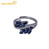 925 Sterling Silver Certified 2*4MM Natual Sapphire Rings for Women Engagement Cocktail Party Fine Jewelry Gift