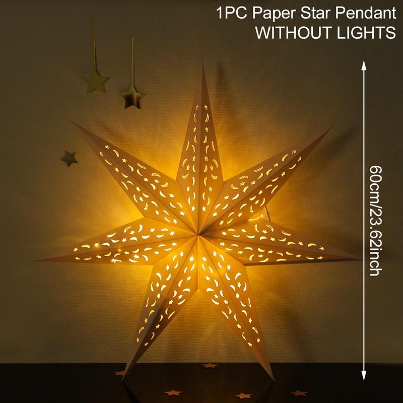 30-75cm Christmas Hollow Star Hanging Ornament Paper Lampshade Window Grille Decor for Home Wedding Holiday Gift