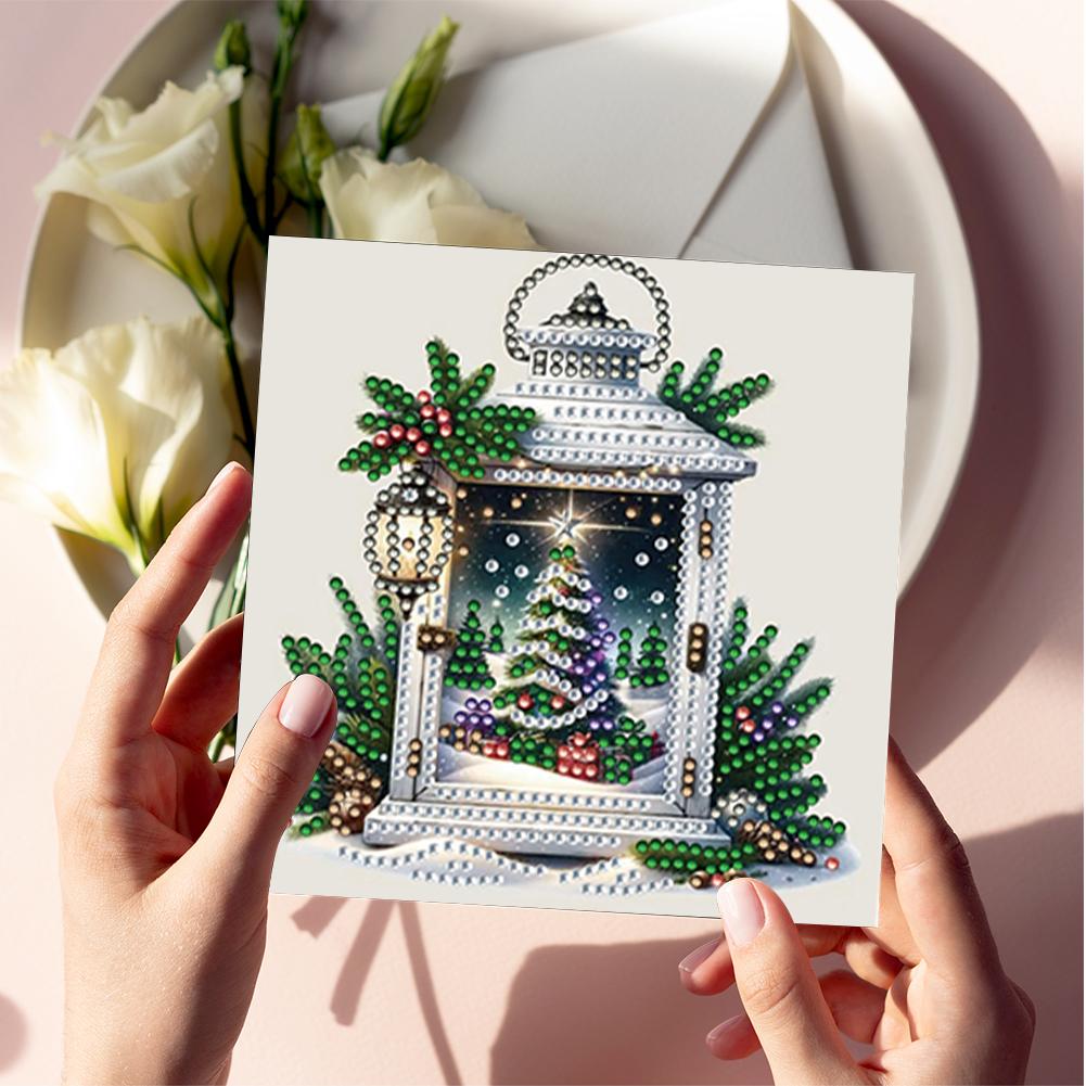 6PCS DIY Rhinestone Diamond Art Mosaic Postcards Xmas Designs Diamond Art Handmade Cards Thank You Cards and Holiday Blessings