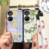 Anti-dust Wristband Phone Case For ZTE Blade V40S/Axon40 SE Flower Durable Fashion Design Ring Back Cover Silicone
