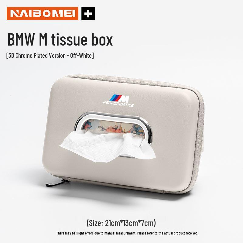 Fits BMW 1, 3, 5, 6, 7 Series, and X1-X6. Hanging tissue box/armrest tissue pack included.