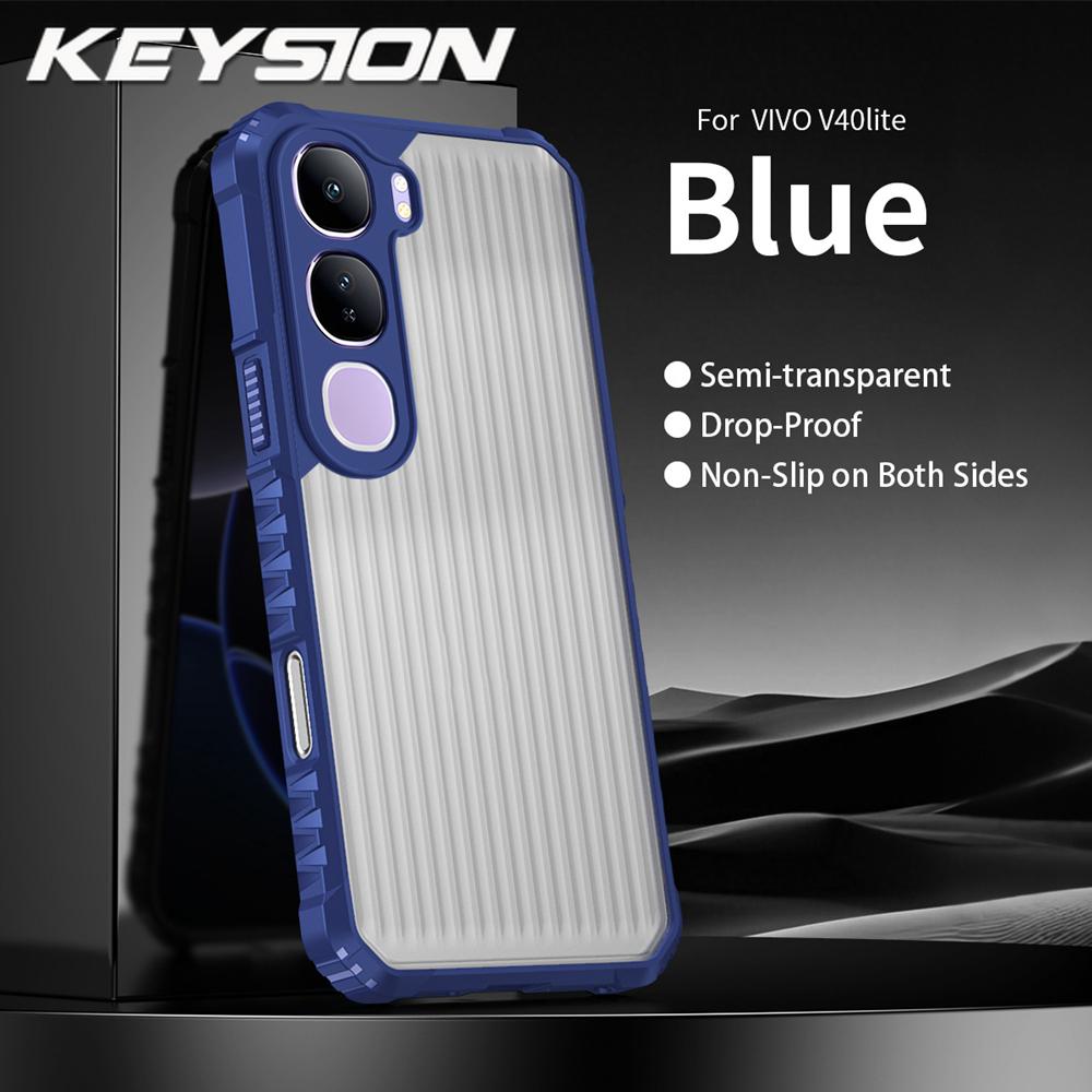 KEYSION Противоударный чехол повышенной прочности для VIVO V40 SE 80W V40 Lite Мягкий силикон+ПК Полупрозрачная матовая задняя крышка для VIVO Y19S Pro Y200 5G