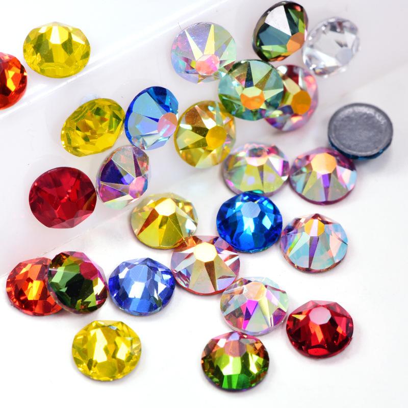 Восемь больших и восемь маленьких имитаций австрийских горячих бриллиантов цвета AB, стеклянные стразы с термоклеевой основой, горячие бриллианты для рукоделия, аксессуары для одежды