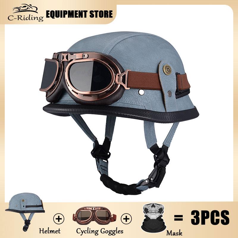 Vintage Black Retro Helmet Summer Breathable Sun Protection Lightweight Helmet Leather High Quality DOT Approved