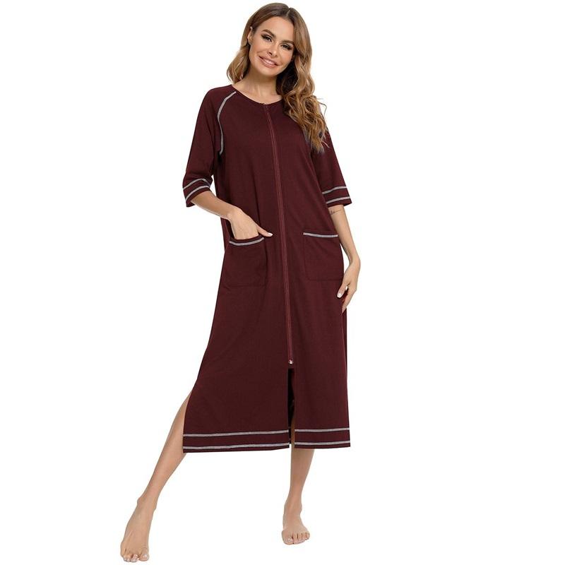 Женский халат для беременных на молнии с длинным рукавом 3/4, халат для родов в больнице, ночные рубашки для кормления, домашний халат, шезлонг, одежда для сна