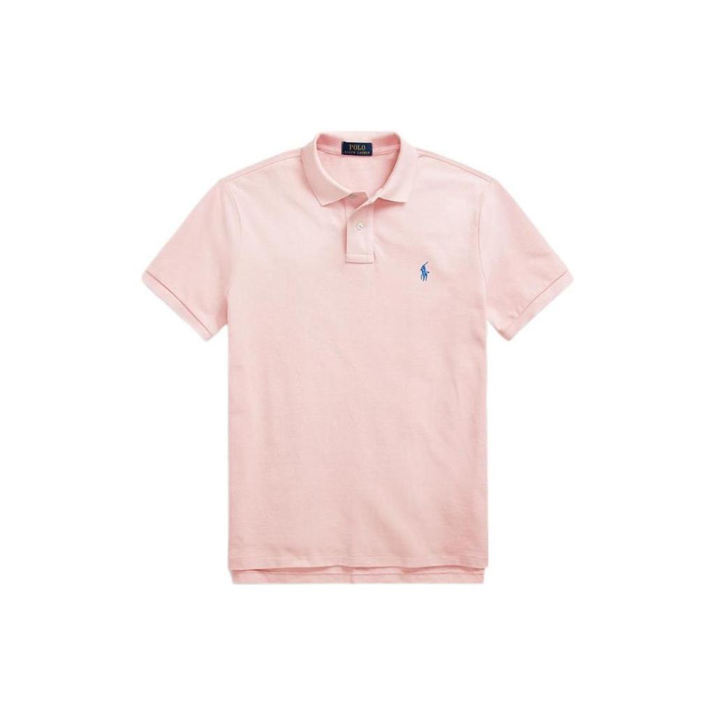 Polo Ralph Lauren SS22 Custom Slim Fit Solid Color Short Sleeve Polo Shirt With Brand Logo Embroidery Men Tops Pink MNPOKNI1N821827