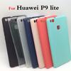 Для Huawei P9 lite Ультратонкий Прозрачный ТПУ и Матовый Однотонный Чехол Для Huawei P9 lite Защитная Пленка Силиконовый Мягкий Чехол