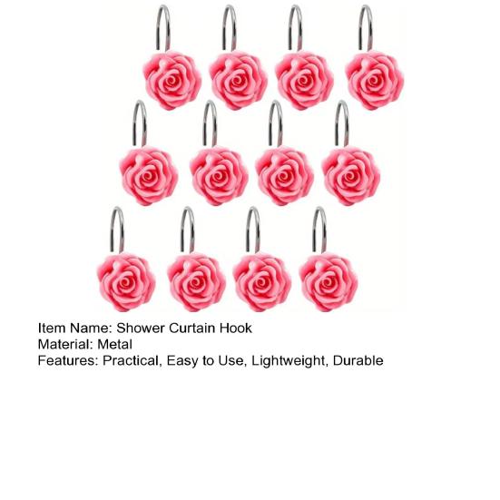 12 шт. металлических декоративных крючков для занавесок для душа с рисунком розы, нержавеющая занавеска для душа в ванной