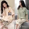 Women's Summer Short-sleeved Seven Pants Homewear Two-piece Suit
