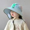 Kids Wide Brim Sun Hat Solar Rechargeable Fan Neck Flap Uv Protection For Summer Beach Activities