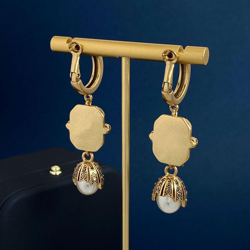 Длинные серьги с кристаллами и жемчугом в стиле ретро, женские преувеличенные серьги в средневековом стиле