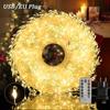 LED Firecracker String Lights EU/USB DC Power Remote Control Halloween Garland Fairy Light for Wedding Party Christmas Decoratio