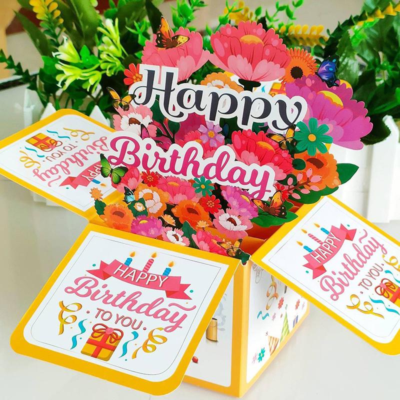 3D Pop Up Happy Birthday Greeting Card Gift Greeting Cards For Birthday With Envelope Blessing Postcard Party Gifts