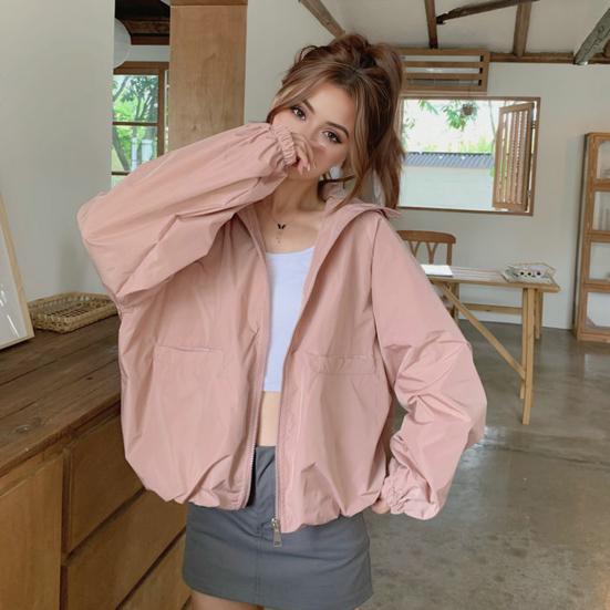 Женское осенне-весеннее пальто свободного покроя, однотонное, на молнии, с длинными рукавами, с капюшоном, карманами, гладкая поверхность, дорожная куртка для отдыха на природе