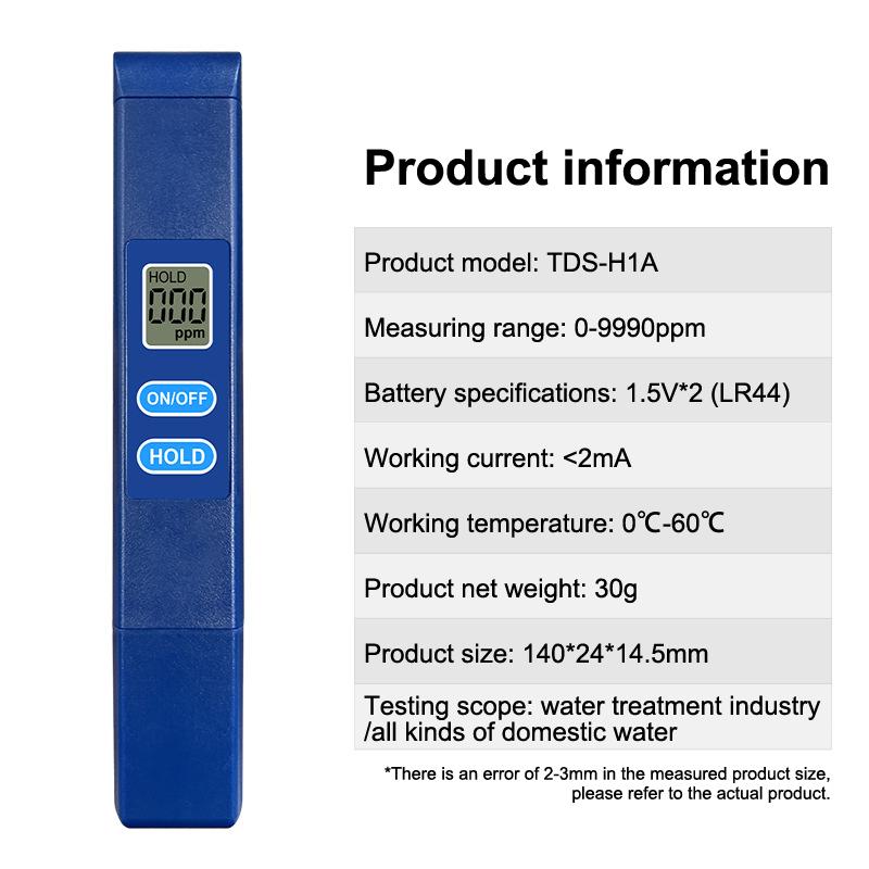 Цифровой TDS-метр, тестер качества воды, высокоточный pH-метр 0-9990 ppm, анализатор чистоты воды, монитор