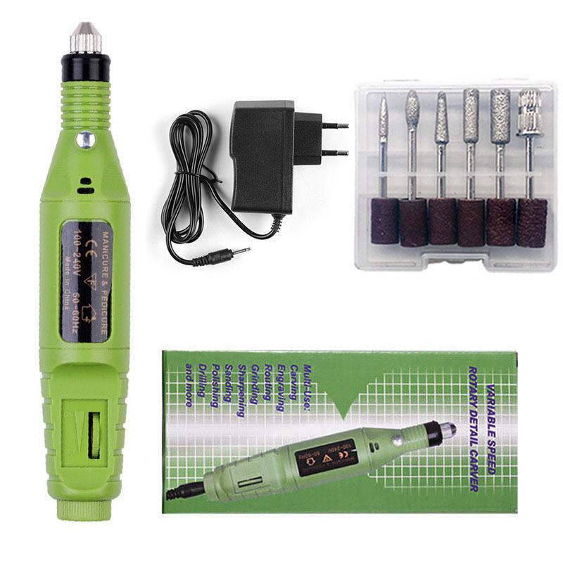 Electric Nail Drill Portable Pen-Style Nail File Mini Manicure Grinder Adjustable Speed Nail Buffer