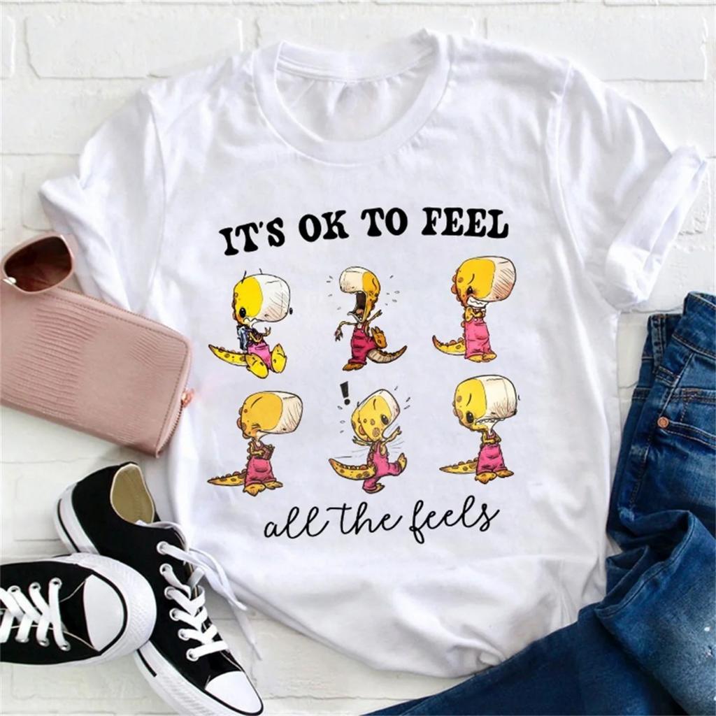 Clothing Printed Cartoon Pattern Short Sleeve Top Trendy Women's Cute and Fun T-Shirt Printed New Summer Regular Street T-Shirt