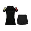 Li Ning Badminton Series Повседневный дышащий спортивный комплект с круглым вырезом и коротким рукавом Женские комплекты Черный AATR046-1