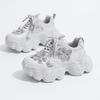 European Goods Heavy Industry Terraced Rhinestone Dad Shoes Women's Ins Tide 2025 Polished Muffin Thick Sole Heightening Casual Sports Shoes