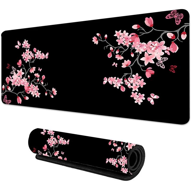 Large Sakura Scenery Gaming Mouse Pad AntiSlip Rubber Base Durable Thick Seam Edge Desk Mat for Office Gaming