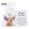 Acrylic Angel Pocket Hug Token Forget Me Not Dried Flower Keepsake, Mini Figurine, Handmade Floral Ornament Memorial Comfort Angels Gift with Sympathy