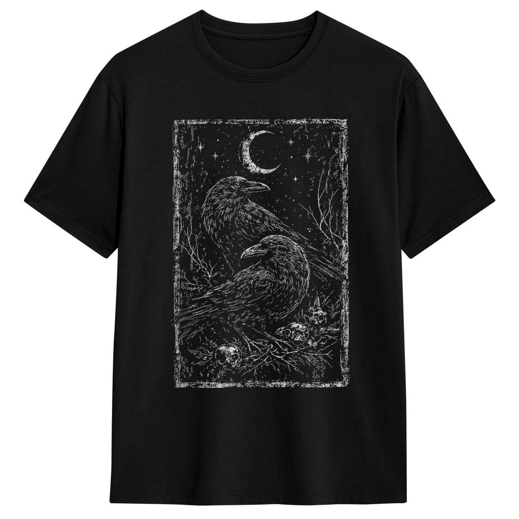 Hello Darkness My Old Friend Crow Lover T-Shirt Summer Harajuku T-Shirts Cotton O-Neck 4XL 5XL 6XL Tees Short Sleeve Tshirt