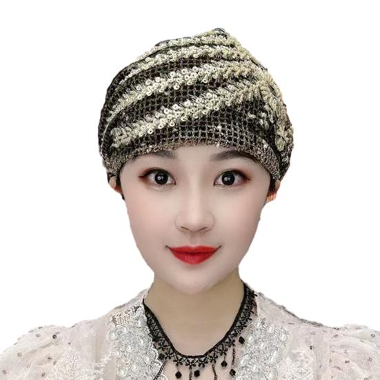 Женская шапка-тюрбан Yousheng, декор с блестками, соответствующий цвету, вышивка, легкий головной платок, крышка для волос, женская повязка на голову, женская повседневная шапочка