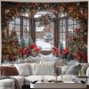 Christmas Day Party Decoration Background Cloth Winter Christmas Tree Snow Scene Tapestry Suitable for Home Outdoor Decoration