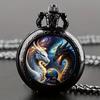 Vintage Dragon Pocket Watch Chain Clock Quartz Movement Watches