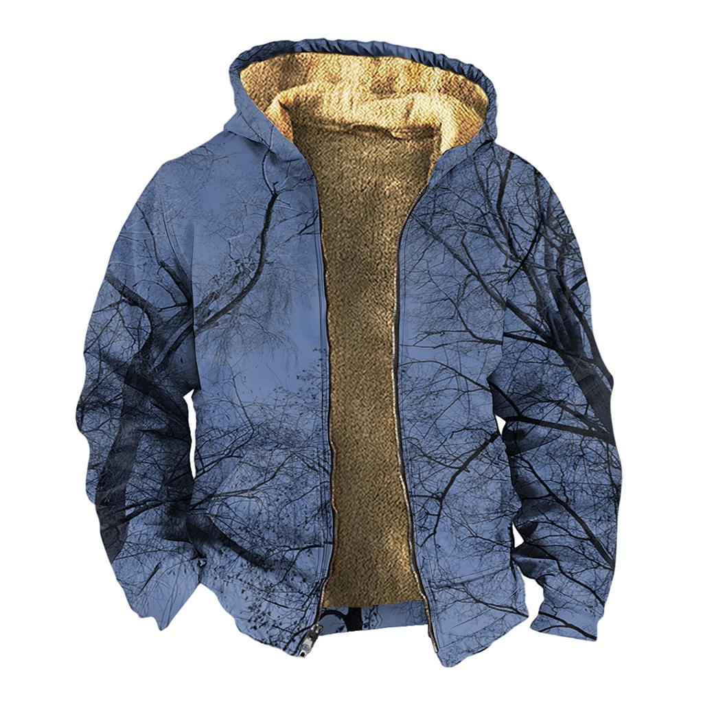 Мужская зимняя флисовая толстовка с капюшоном на молнии с накладным карманом, повседневная куртка