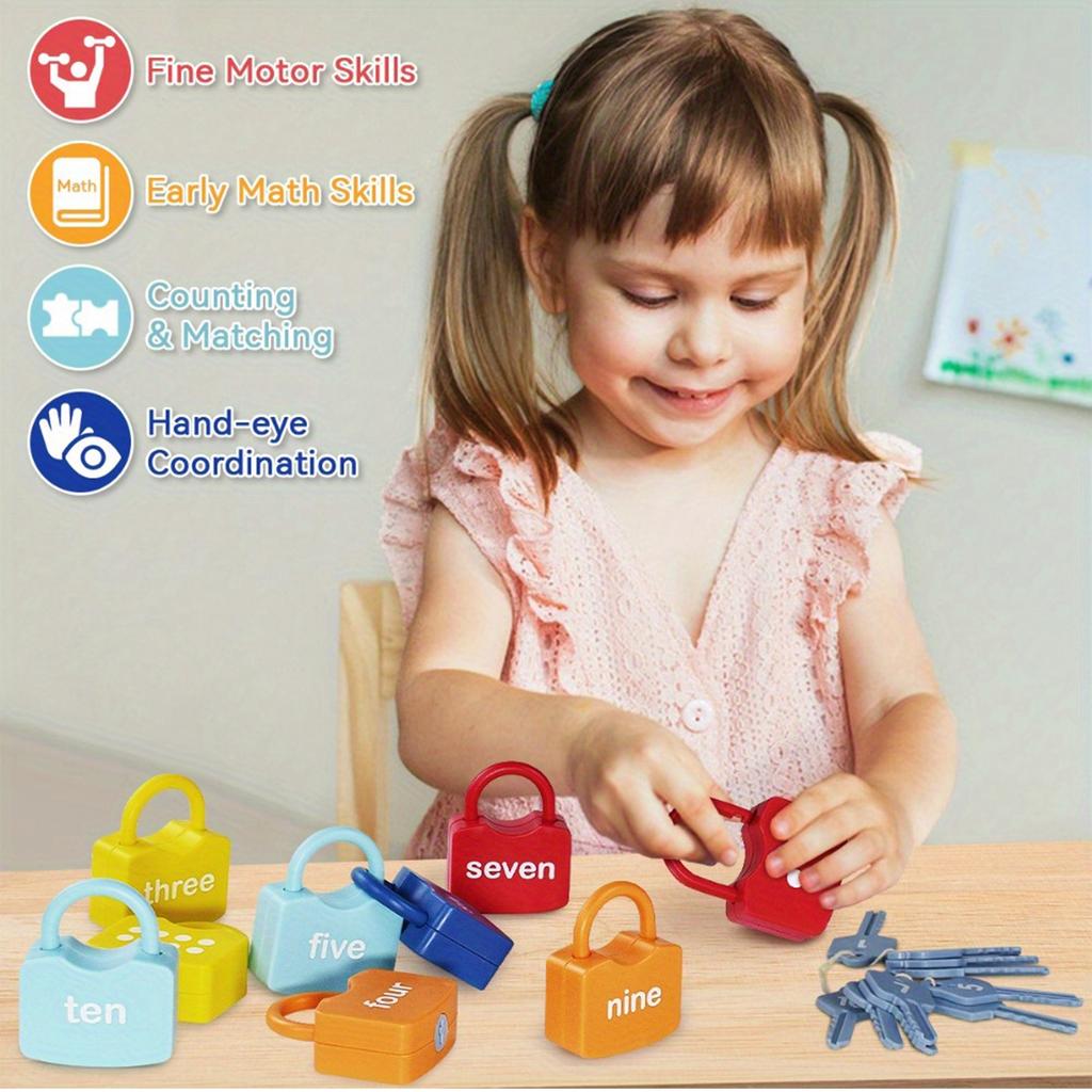 Children's Numbers 1-10 Lock And Key Counting Education Game Toy