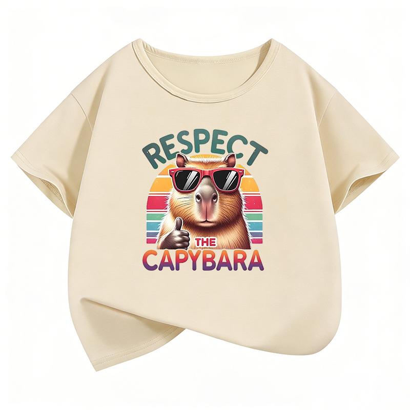 Streetwear Capybara Design T-Shirt Printed T Shirt Girls' Summer Clothes Short Sleeve Tops T-Shirts Cute Girls Clothing