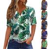 Women's T Shirt Hawaiian Print Button Short Sleeve Daily Weekend Fashion Basic V- Neck Regular Top