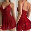 Women Nightdress Trendy V Neck See-through Women Nightie Flower Embroidery Women Nightie Night Dress for Sleeping
