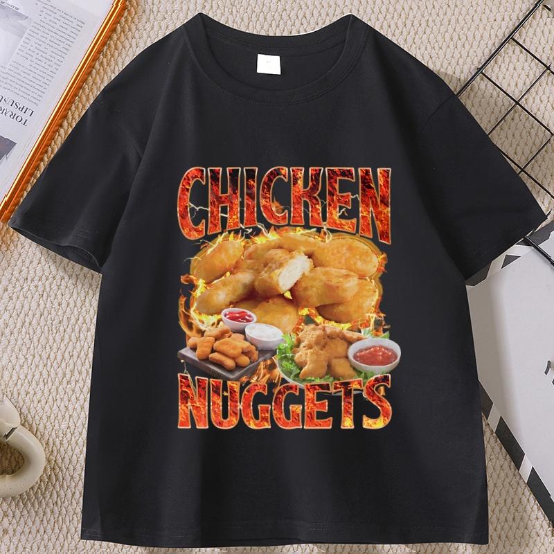 Chicken Nuggets Vintage 90s Graphic Tshirt for Unisex Women Cotton Short Sleeve Round Neck Printed Tshirt Unisex Vintagel Unisex