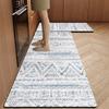 Simple Grey Scale Tribal Pattern Two Pack Kitchen Runner Rug Oil Proof Anti Slip Mat Under Sink Neutral Home Decor