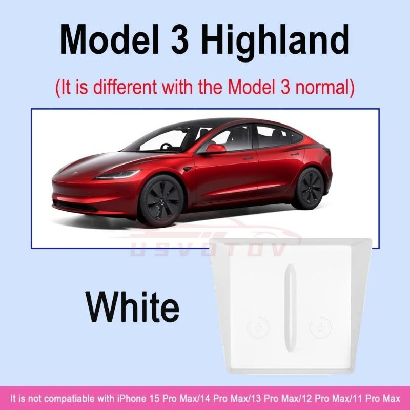 Беспроводная зарядная панель для Tesla Model 3 Y и Highland 2024 2023 2022 Аксессуары Органайзер для центральной консоли Коврики для зарядной станции