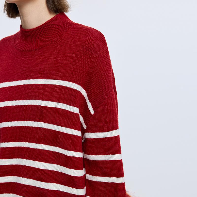 LILY semi high neck pullover red knitted sweater
