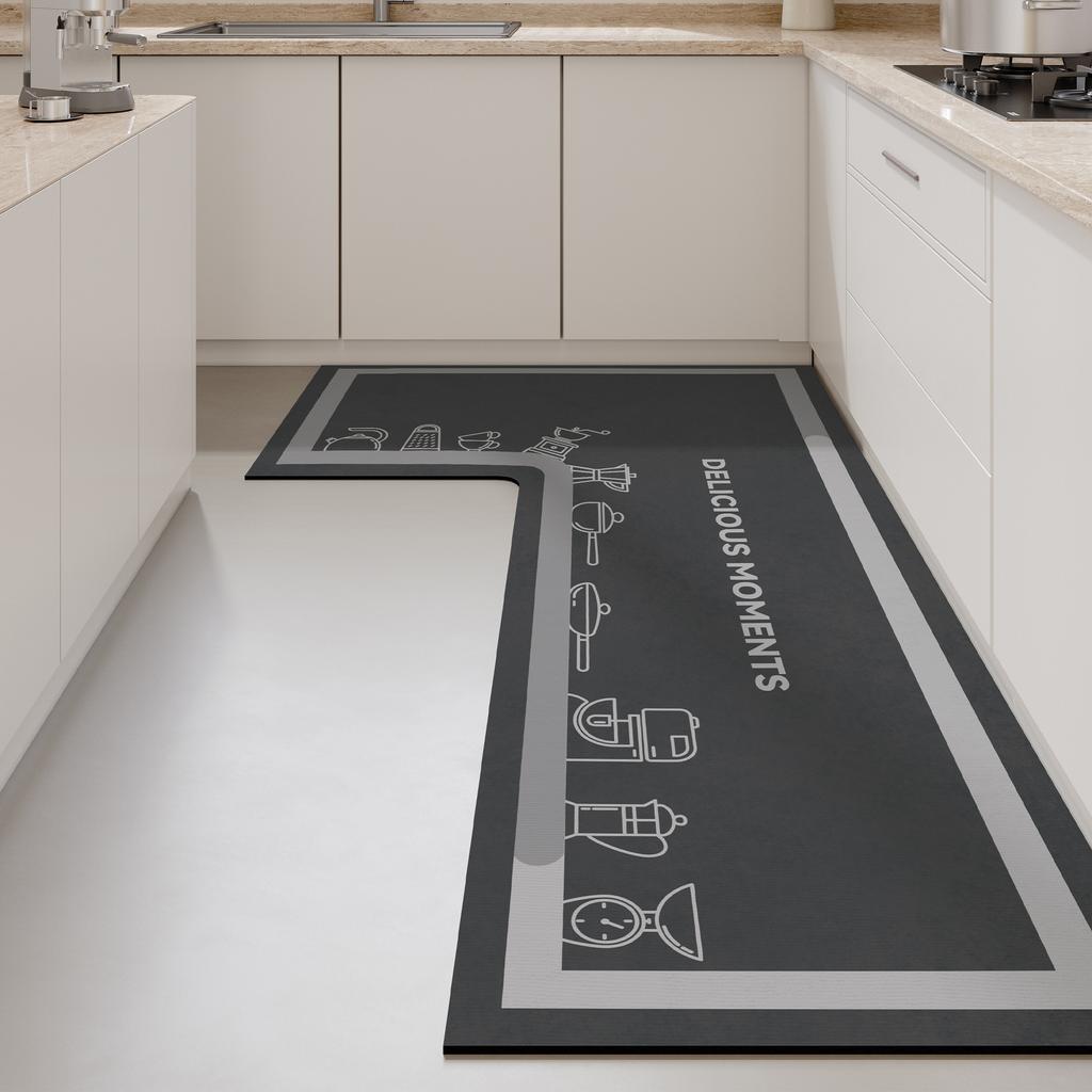 Premium Kitchen Floor Mat L-shaped Dirt-resistant Anti-slip Mat Diatom Mud Easy To Clean Foot Mat Household Quick-drying Water-absorbing Floor Mat