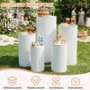 5 Pcs Metal Pleated Cylinder Pedestal Stands Heavy Duty Cake Display Pedestal Stand for Wedding Banquet Vendor Events Decorative