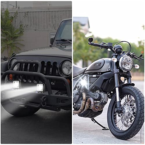 Biqing 2PCS LED Work Light Offroad Driving Fog Lights, Waterproof Square Car Spot Lights with White Halo DRL 12V 24V 24V for Truck Tractor SUV AT