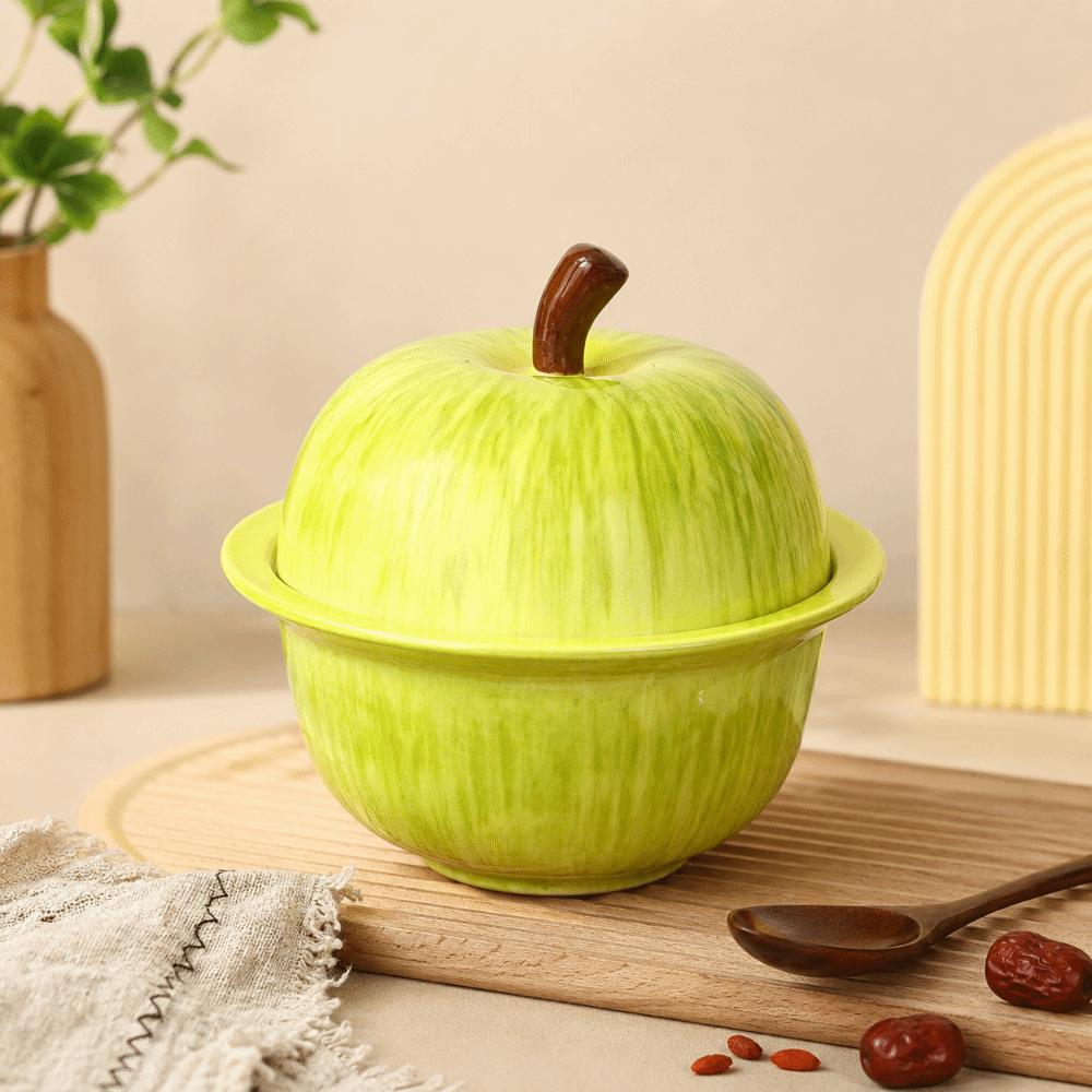 Creative Ceramic Saucepan with Lid Cute Food Fruit Bowl BPA Free Dessert Soup Bowl Tableware