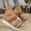 Fashion Fashion Weaving Wedge Heel Sandals for Women 2025 Summer Thick Sole Beach Slippers Woman Comfy Slip On Platform Sandalias Mujer
