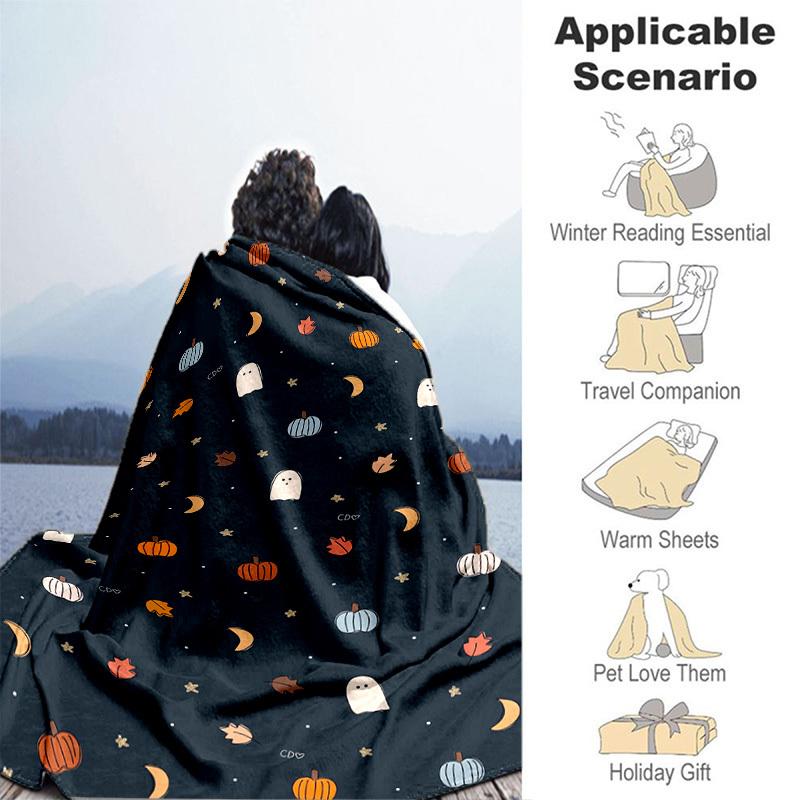 1pc Halloween Night Decorations Cartoon Blanket,Portable Throw for Travel & Camping, All Season Cozy Blanket,Ideal Gift